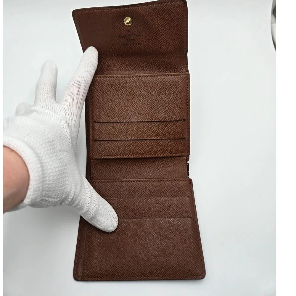 Louis Vuitton Monogram Canvas Elise Trifold Wallet Brown